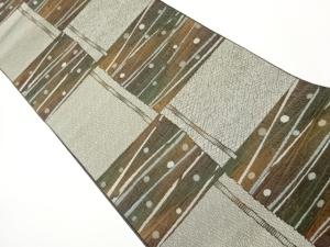 本場筑前博多変わり市松に横段・水玉模様織出し名古屋帯